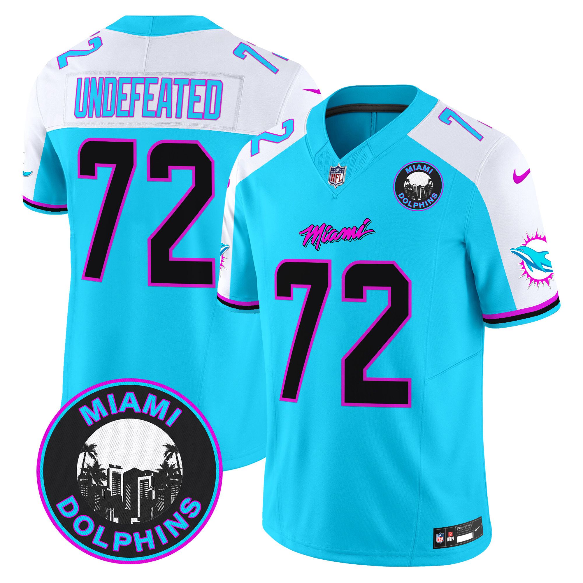 Men Miami Dolphins #72 Undefeated Light Blue 2024 Nike Vapor Limited NFL Jersey->indianapolis colts->NFL Jersey